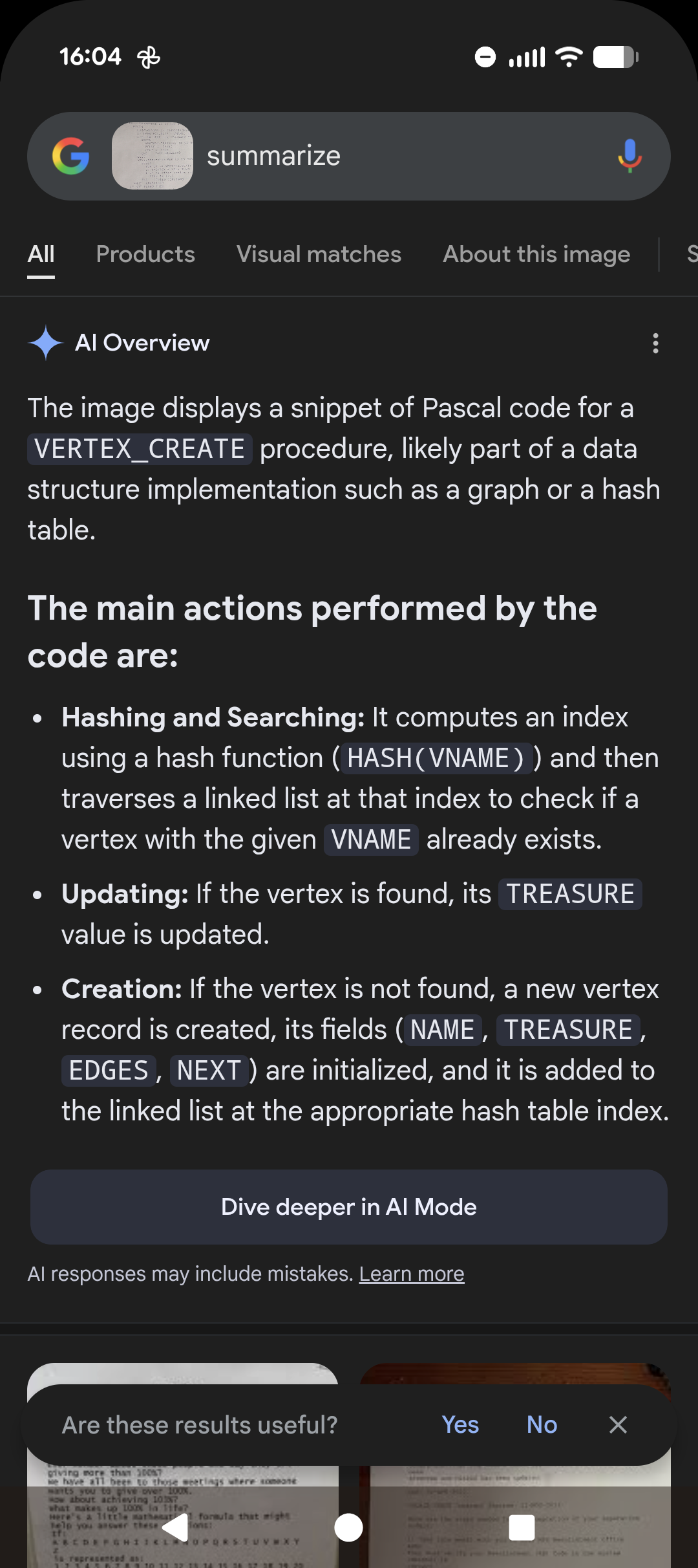 A screenshot of a Google AI Overview that neatly summarizes the code in the previous image